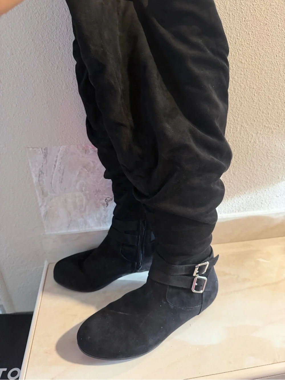 torrid Black Over-the-Knee Slouch Boots with Buckle